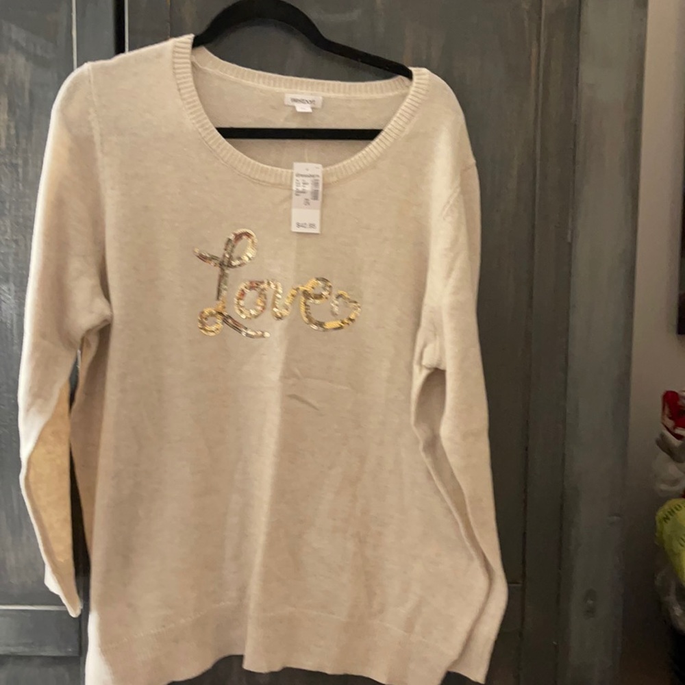 Westport 2X Sweater, Says Love, NWT, dress barn